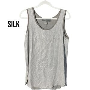 Sachin + Babi Ankasa SILK Silver Small Mini Sequin Tank Top Sparkly Metallic Sm